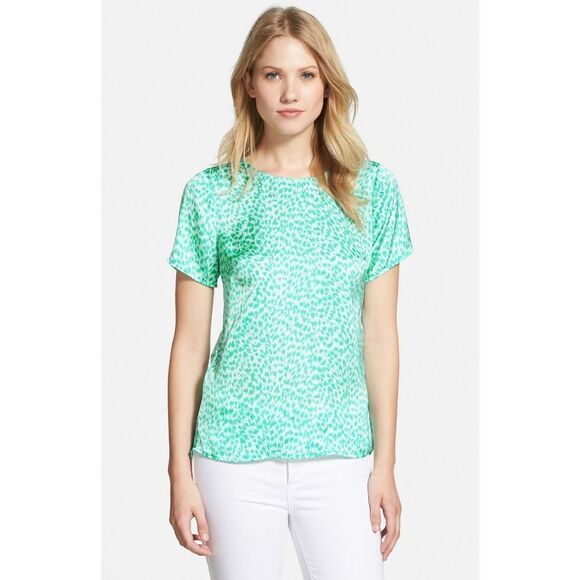 New! MICHAEL KORS Women's Leopard Print Peplum-Back Top Blouse Short Sleeve - Picture 6 of 7